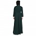 Premium Coat Pattern Abaya in Firdaus Fabric- Bottle Green